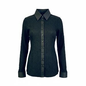 Anne Fontaine black stretch blouse with French cuffs size S